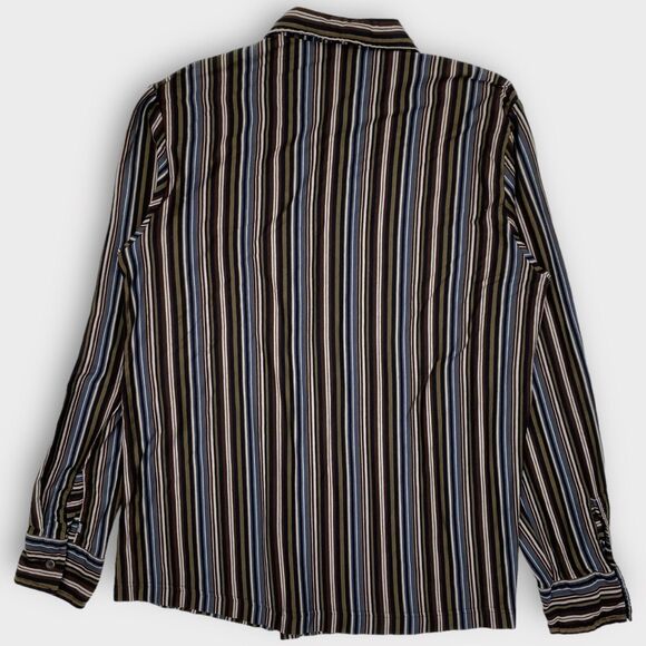 Hugo Boss Shirt Mens Large Multicolor Striped Made in Italy Mercerized Cotton - Picture 7 of 14
